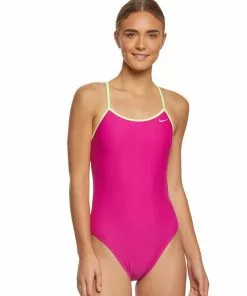 Nike Women's Solid Crossback One Piece Swimsuit