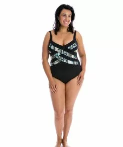 Capriosca Ink & Water Criss Cross One Piece Swimwear