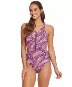 Dolfin Swimwear Dolifin Aquashape Kaleido Zip Front One Piece