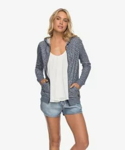 Roxy Trippin Stripe Zip-Up Hoodie Tops