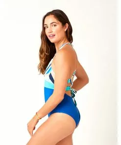 Carve Dahlia One Piece: Kaleidoscope W. Royal Blue Swimwear