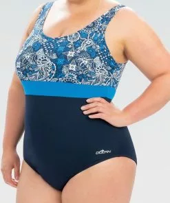 Dolfin Aquashape Santorini Color Block Moderate Scoop Back 1-Piece Swimwear