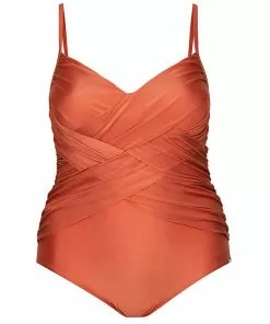Swimwear Capriosca Rust Criss Cross One Piece
