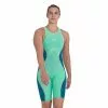 Speedo LZR Pure Intent Open Back Kneeskin- Green Glow Swimwear