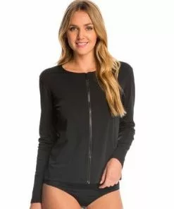 Dolfin Aquashpe Zip Front Swim Jacket- Black Rash Guards