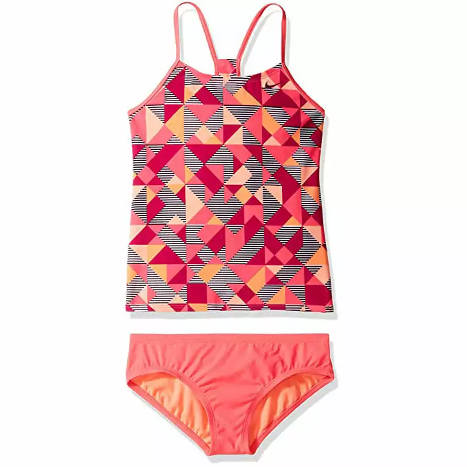 Nike Girls Optic Pop Tankini 2-PC Set 6 Nike Girls Optic Pop Tankini 2-PC Set