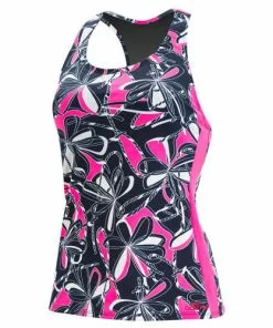 Dolfin Aquashape Knotty Flowers Racerback Tankini Top Swimwear