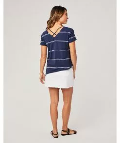 Carve Lara Top- Navy Vintage Stripe