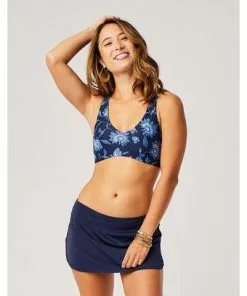 Womens Fashion Swimwear Carve Makaha Skirt- Navy