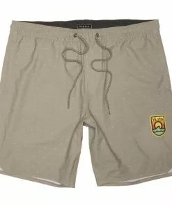 Vissla Solid Sets Printed 17.5" Eco-Lastic Khaki Trunks Swimwear