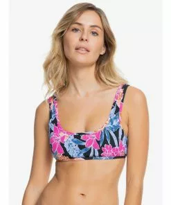 Roxy Tropical Oasis Smocked Bralette Bikini Top Missy Swimwear