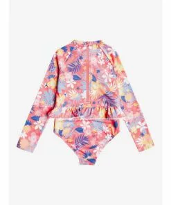 Roxy Girls Hibiscus Party Long Sleeve UPF 50 One Piece Rashguard