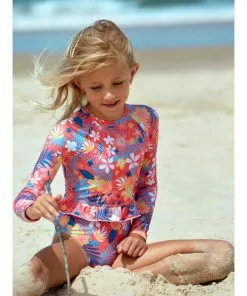 Roxy Girls Hibiscus Party Long Sleeve UPF 50 One Piece Rashguard