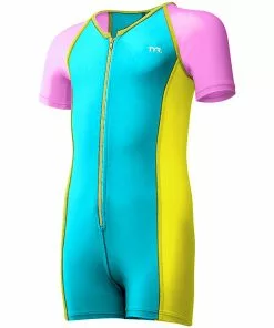 TYR Girls Solid Thermal Suit- Blue/Pink/Yellow Babies & Toddlers