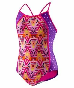 Speedo Girls Diamond Geo Splice One Piece